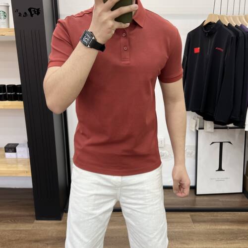 夏季男短袖t恤潮牌新款修身高端休闲翻领纯色打底基础百搭POLO衫 - 图2