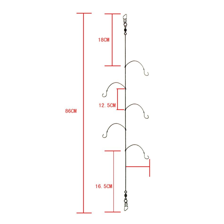 正品包塑钢丝串钩 伊势尼 5枚钩 防缠绕倒刺钓鱼钩 垂钓用品 - 图1