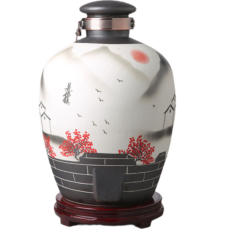 景德镇陶瓷泡酒坛子酒壶10斤20/30/50斤手绘仿古酒瓶家用密封酒缸