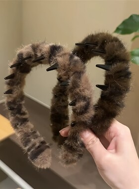 秋冬高级感豹纹发箍女带齿洗脸发箍高颅顶防滑碎发整理发箍头饰