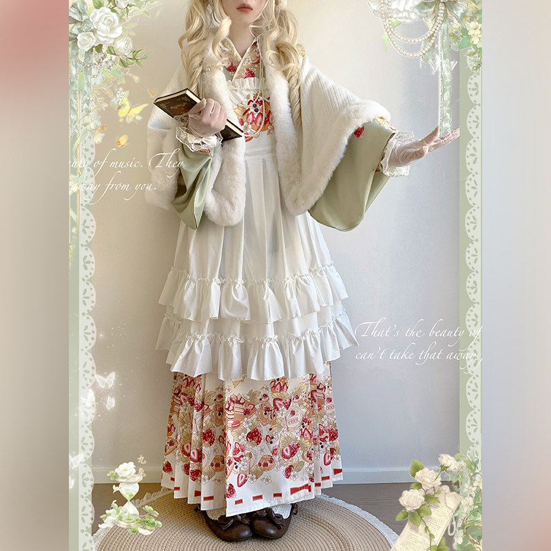 莺雨兰衣原创汉洋折衷明制交领琵琶袖洛丽塔加绒斗篷拜年服套装,淘宝优惠券,粉丝福利购,淘宝优惠卷