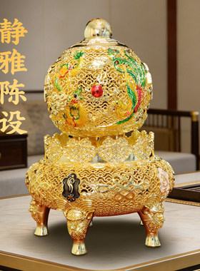 黄铜花丝乾坤鼎摆件九转