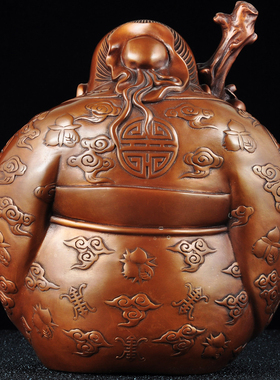 紫铜寿星公摆件家居客厅酒柜