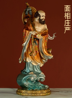 全铜彩绘达摩祖师佛像一苇过江踏浪过江达摩铜像家用佛堂寺庙供奉