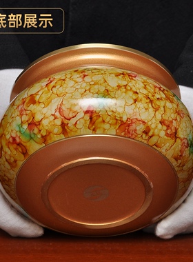 黄铜珍珠红多彩调光油灯酥油灯防风灯座长明灯家用敬神供佛油灯