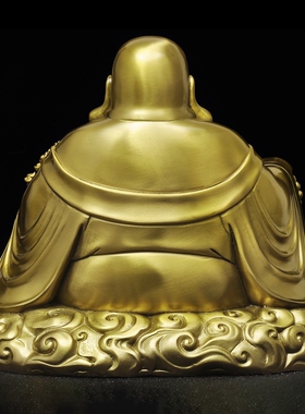 黄铜弥勒佛摆件招财笑口常开大肚佛开心笑佛家用寺庙佛堂供奉佛像