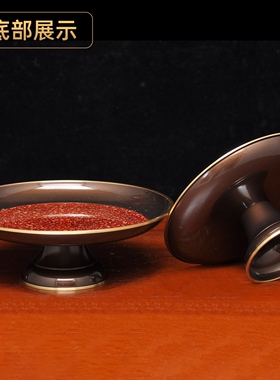 彩铜虹晶果盘供果盘家用供佛前敬神财神关公观音高脚供盘贡果碟