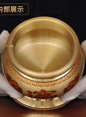 黄铜素面调光油灯液体酥油灯盏防风长明灯家用佛堂寺庙供奉供佛灯