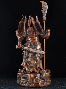紫铜九龙关公摆件招财客厅