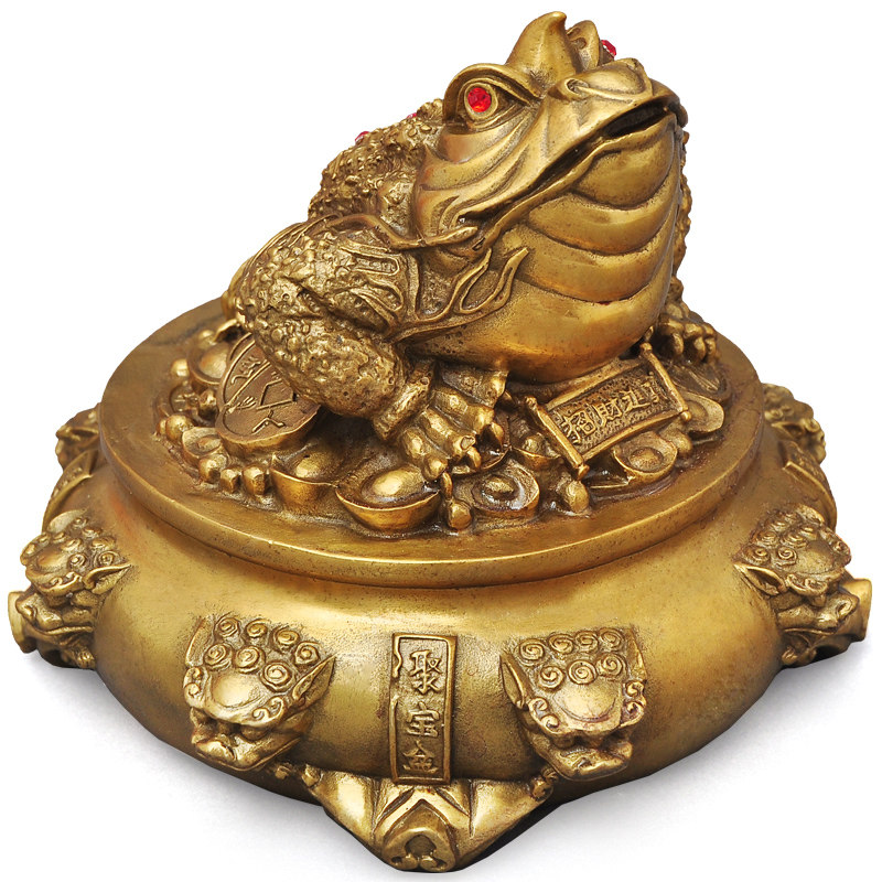 黄铜金蟾聚宝盆摆件招财聚宝盆三足金蟾工艺品公司店铺开业礼品_虎窝淘