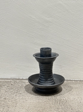 几多黑陶手作黑陶烛台摆件（高度20CM）