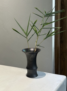 几多黑陶手作竹节杯花器摆件（高度15CM）