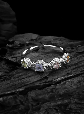 AGBAJI 原创小众熔岩彩色锆石戒指个性高级感轻奢甜酷戒指女