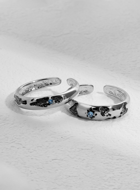 AGBAJI 原创小众不规则世界地图情侣对戒时尚个性高级感男女戒指