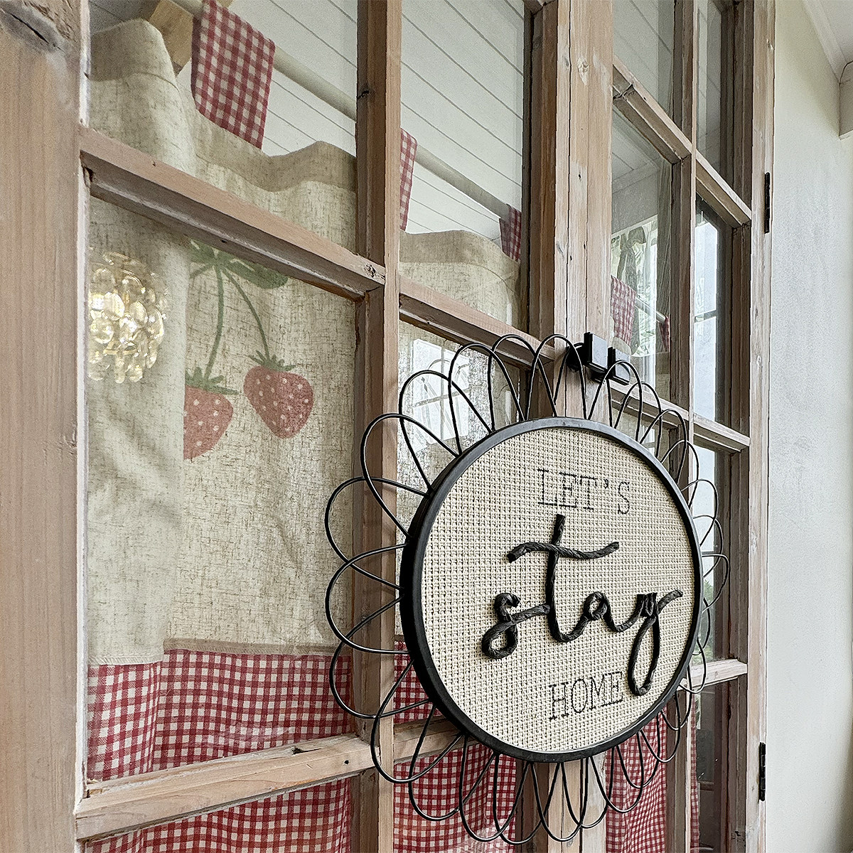 日式棉麻乡村风草莓吊带厨房窗帘半帘门帘免打孔穿杆挂钩粘贴定制,淘宝优惠券,粉丝福利购,淘宝优惠卷