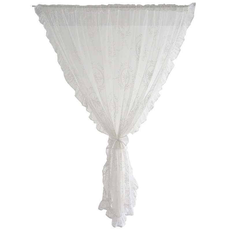 鸢尾洛丽塔白蕾丝木耳边纱帘田园定制半帘门帘穿杆帘窗帘美式文艺,淘宝优惠券,粉丝福利购,淘宝优惠卷