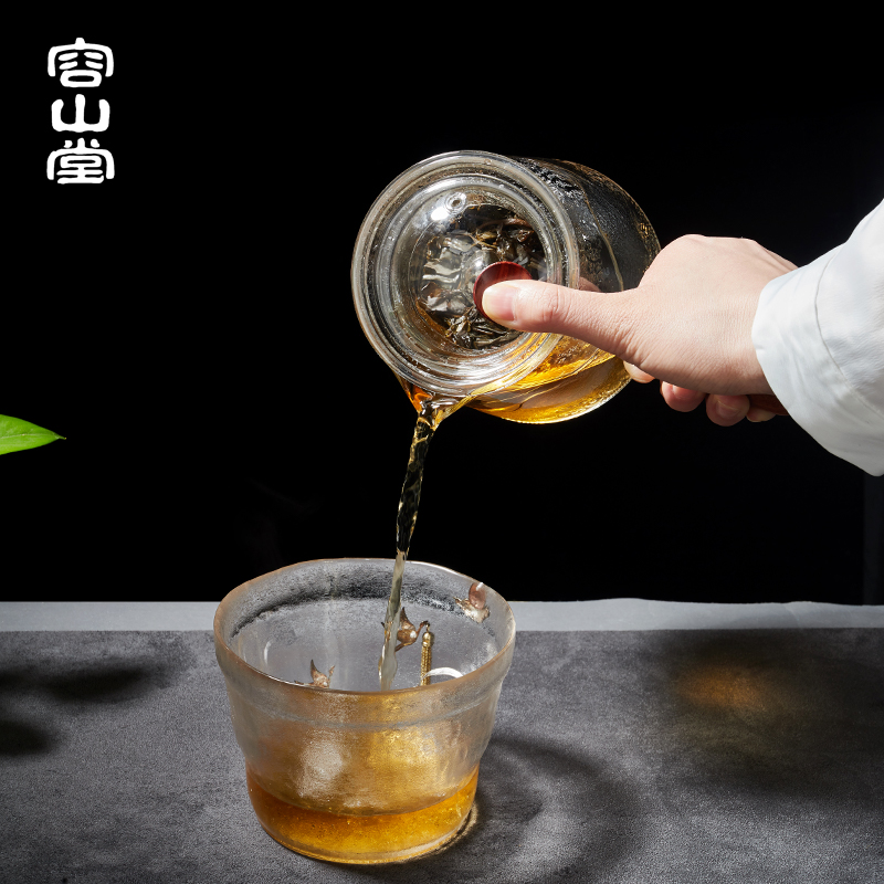 容山堂玻璃茶壶侧把蒸汽煮茶器电陶炉套装小型家用黑茶蒸茶烧水壶