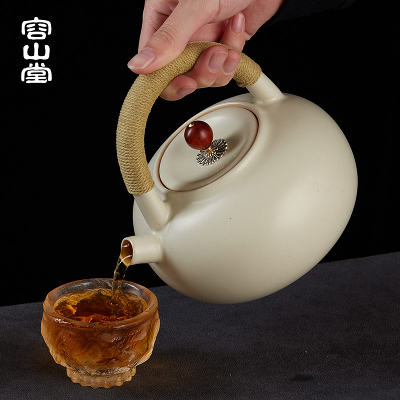 容山堂苏打釉茶壶大号煮茶器泡茶白泥壶家用陶瓷烧水壶电陶炉茶具