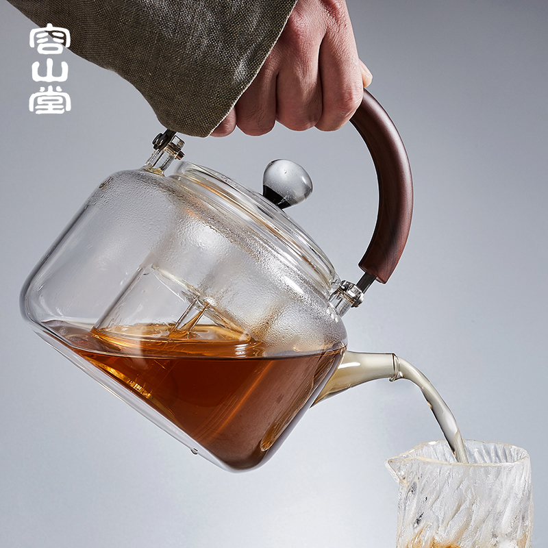 容山堂电器开合把玻璃煮茶壶蒸煮一体煮茶器电陶炉煮茶炉套装茶具