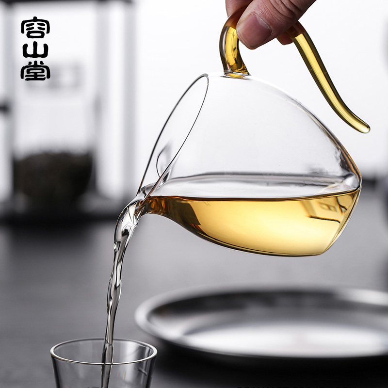 容山堂禾器公道杯玻璃茶海分茶器家用带把公杯功夫茶具配件