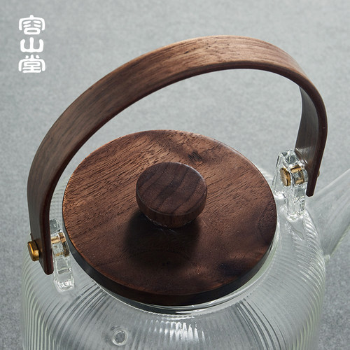 容山堂双内胆玻璃烧水壶蒸汽煮茶壶蒸茶器泡茶电陶炉新型煮茶炉 - 图1