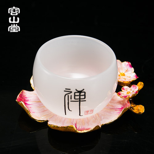 容山堂曼久 珐琅彩合金茶杯垫 圆形隔热垫餐垫功夫茶具茶道零配件 - 图1