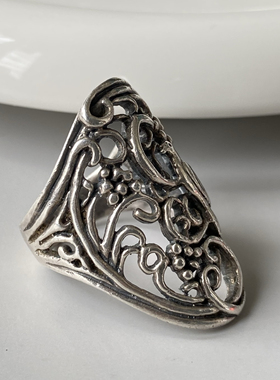 欧洲回流纯银戒指自然题材动物植物鸟葡萄Vintage