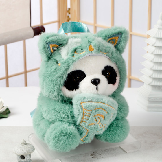 成都三星堆青铜熊猫背包双肩包毛绒玩具萌趣旅游纪念品玩偶包包
