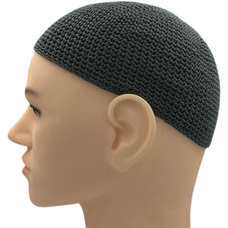 帽子男瓜皮帽毛线帽礼拜帽回族秋冬厚款新款回民加厚男帽针织帽 - 图3