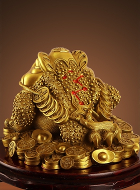 纯铜金蟾摆件招财三足金蝉装饰品