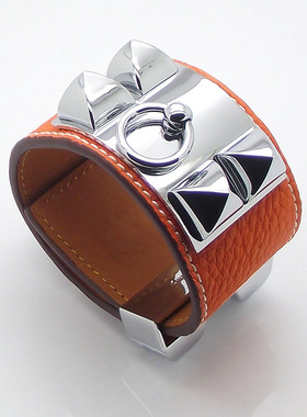 欧美女牛皮八塔皮手镯铆钉宽版