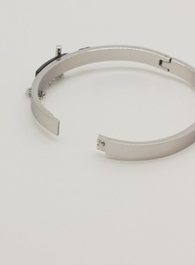 欧美女钛钢轻奢小香手镯茶花黑色