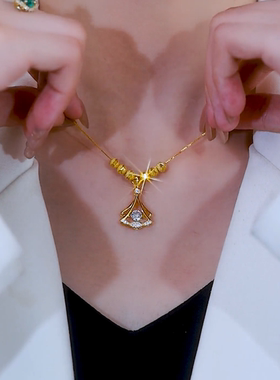 灵动锆石小裙子925银项链女精致