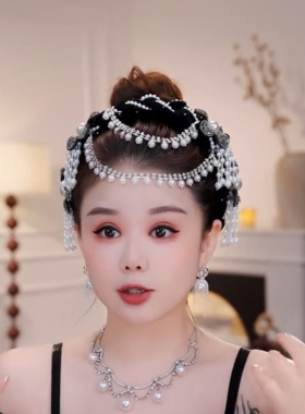 丝绒宽边发箍民族风头箍流苏发饰