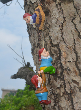 独立站家居庭院微型侏儒精灵攀爬创意花园摆件 树脂工艺品 装饰品