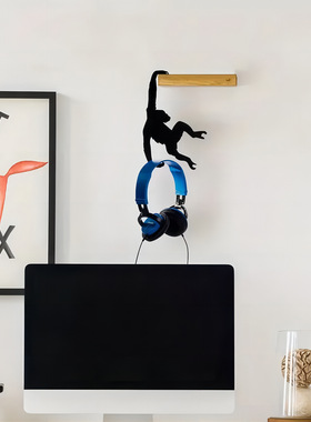 新款木质猴子挂钩 厨房袋子钥匙挂钩木制工艺品家居墙上装饰