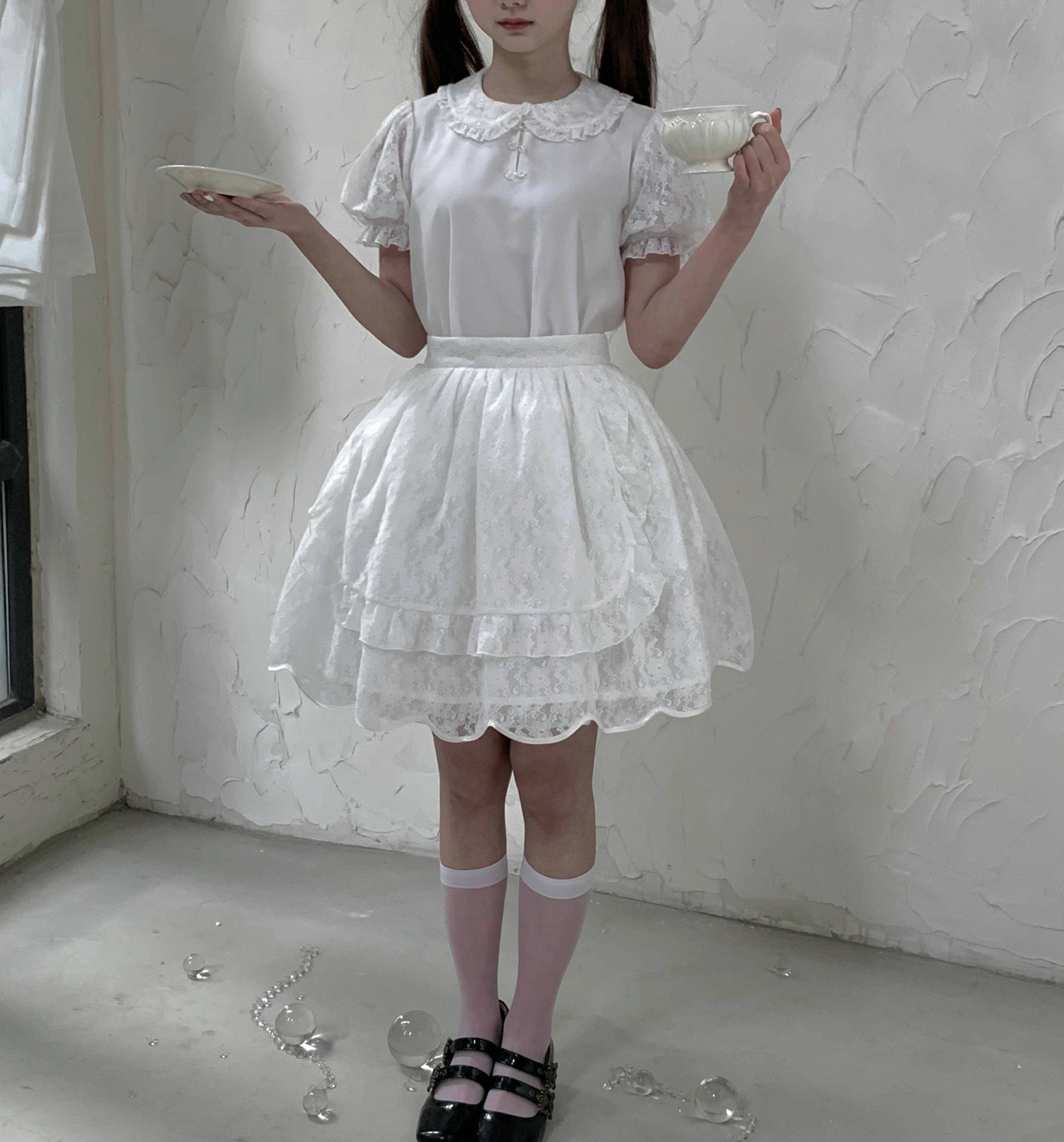 蕾/现货内搭/甜美短袖夏季泡泡袖/choker bunny缎带兔百搭Lolita_虎窝淘