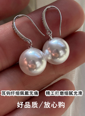 高档货轻奢法式施嫁丝绸澳白珍珠耳钩简约网红时尚耳环2026新耳饰