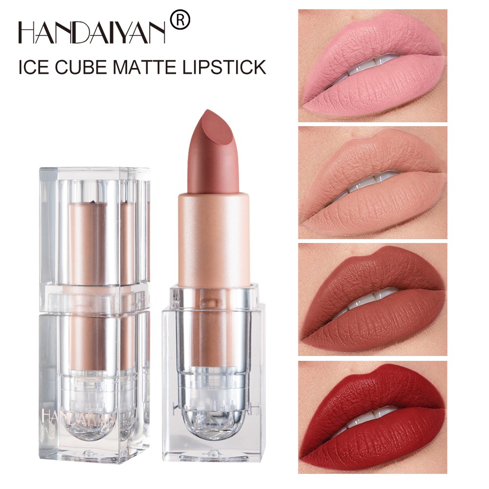 12色哑光不易脱色裸色豆沙色小冰块口红matte nude lipstick-图0