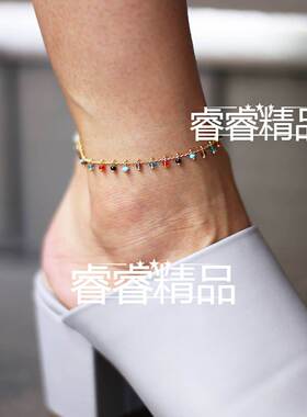 glass beads anklet Vintage Foot chain woman bracelet jewelry