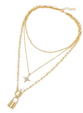 Alloy Clavicle Chain Personalized Lock Pendant Necklace项链