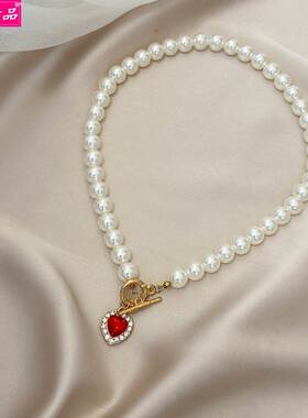 New wedding pearl necklace women heart pendant bride choker