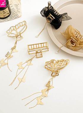 personality grab clip butterfly chain hair clip headgear抓夹