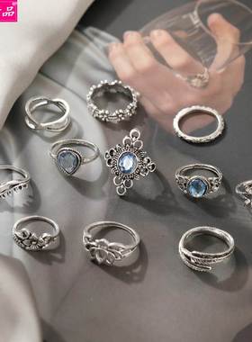 Retro joint ring European American carved diamond rings Suit