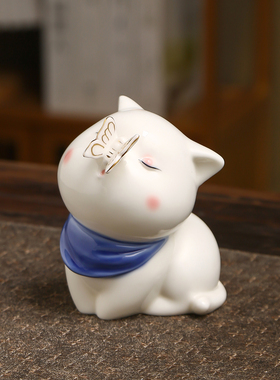 陶瓷可爱小猫桌面氛围灯装饰摆件