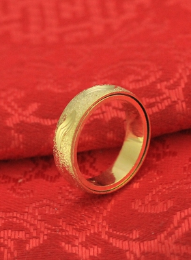 仿黄金时来运转戒指情侣结婚喜庆