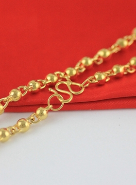 光珠金项链男士W扣光珠佛珠圆珠转运珠项链 海底金展销会饰品