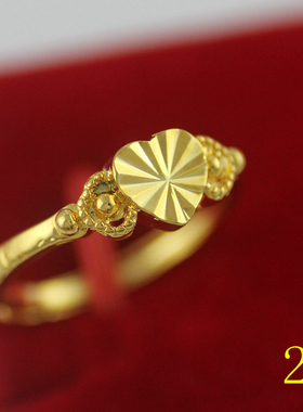 开口女士黄铜镀金饰品花朵戒指