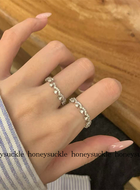 忍冬Honeysuckle 小众复古高级感满钻蕾丝花边戒指百搭气质开口戒