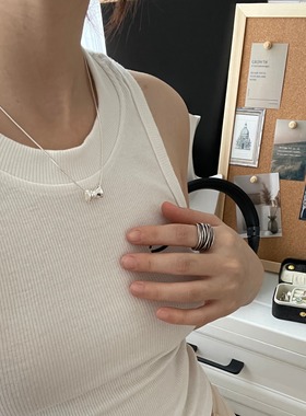 多层银线缠绕做旧复古开口戒